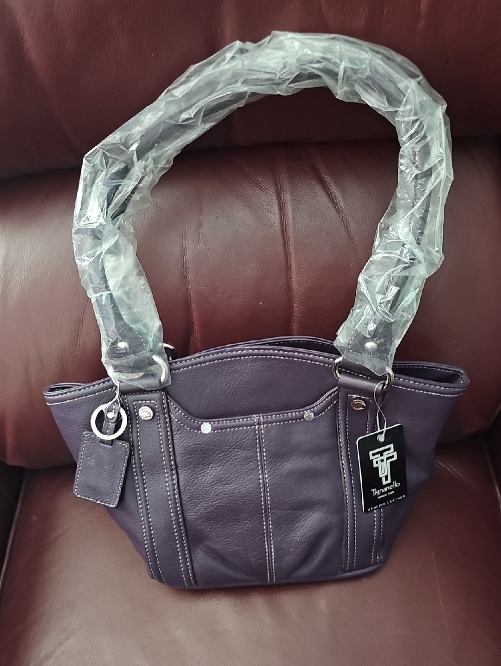 Tignanello Deep Purple Shoulder Tote